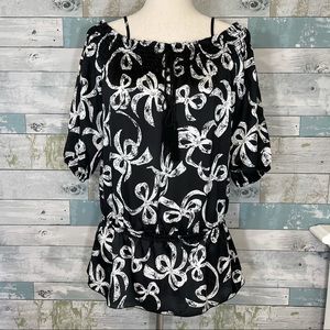 Forever 21 Cold Shoulder 3/4 Sleeve Blouse Top S